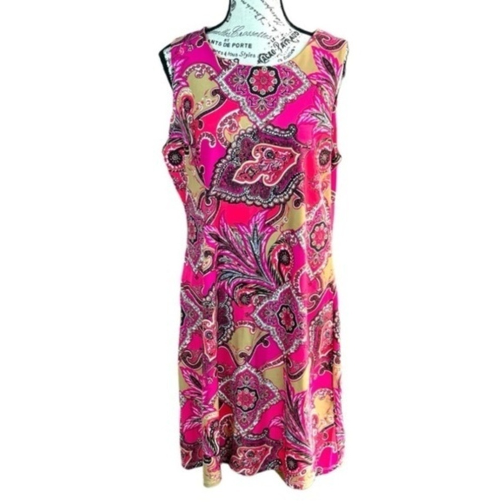 Jude Connally multicolor pink-beige-brown, sleeveless dress Size XL